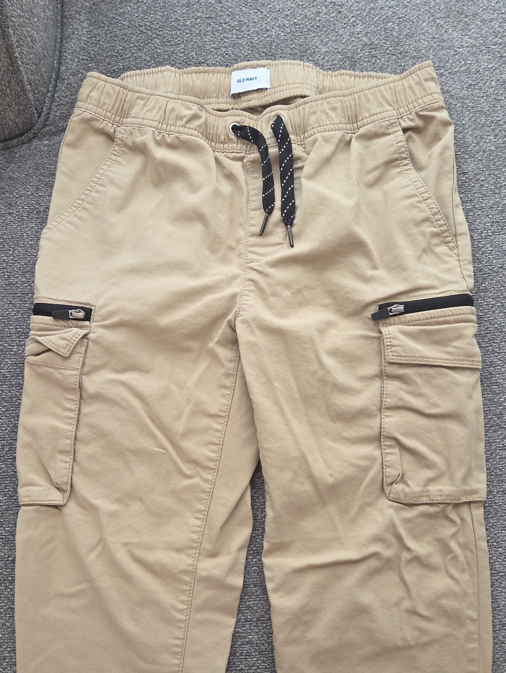 Old Navy Beige Cargo Jogger Pants with Black Drawstring